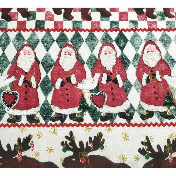 VTG Christmas Tablecloth Bear Moose Santa Snowman Country Farmhouse Cabin READ - Picture 5 of 11